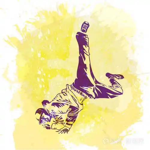 在手工制作的喷溅背景下,现代趋势背景霹雳舞舞者