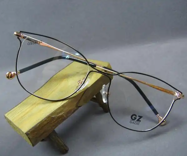 轻金属合金女士近视老花老花镜镜框双色黑金学生眼镜架