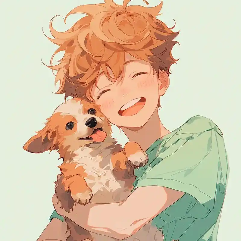 抱小狗的男孩 #优质头像 #萌宠头像 #萌娃漫画头像 #动漫 - 抖音