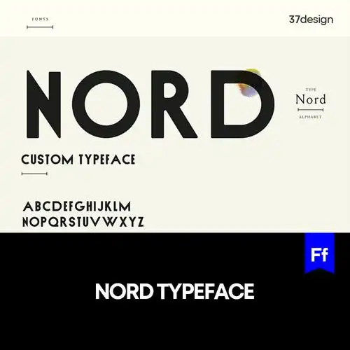 nord 时尚潮流创意无衬线英文字体品牌logo标识排版版式字体安装