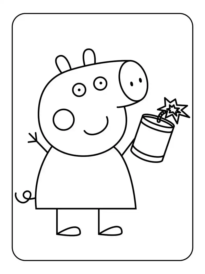 99小猪佩奇超萌涂色简笔画素材 | 120页打印 97用涂色的方式培养