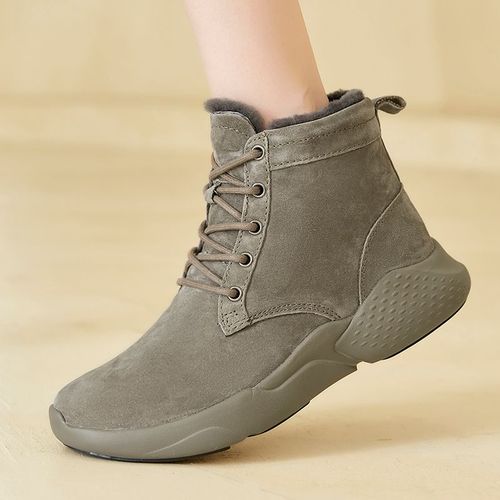 东北保暖高帮冬季鞋子真皮雪地靴女皮毛一体加绒加厚短靴女士棉鞋