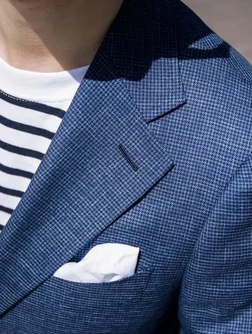 青岛西装定制千鸟格藏蓝色休闲西装
