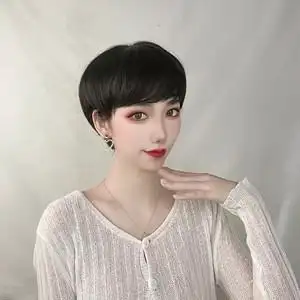 学生短发假发女微斜碎刘海时尚个性直发中性帅气潮流bo头自然逼真