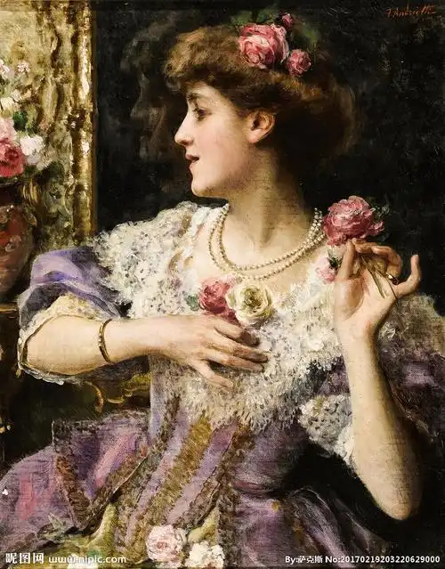 欧式美女油画图片