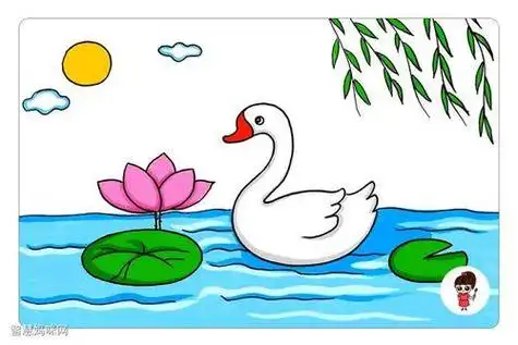 千千简笔画跟王老猫画千千简笔画白鹅简笔画水中游泳的白天鹅鹅简笔画