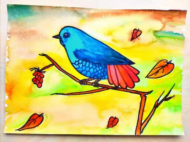 96绘画工具:8k水彩纸,油性记号笔,水彩颜料#画画的日常  #创意儿童