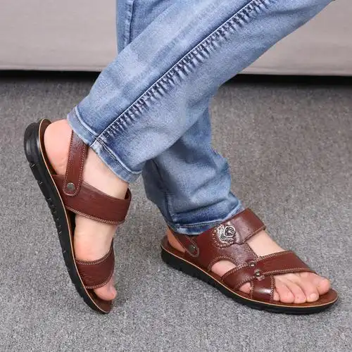 夏季凉鞋男皮拖鞋男休闲男凉鞋男士头层牛皮沙滩鞋清仓