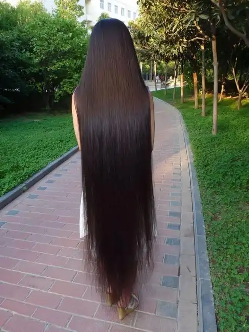 剪下漂亮女孩发质一流的及地长发-戈壁落日071#(39)