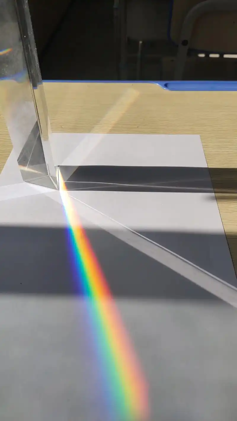 用三棱镜做太阳光的色散实验.