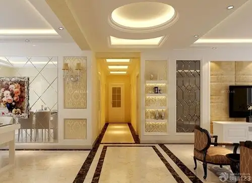 简欧混搭风格客厅吊顶装潢装修图片