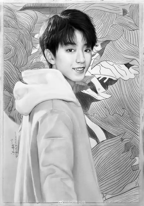 王俊凯##子小伟彩铅画#我的素描手绘@tfboys-王俊凯,之前发过快频啦