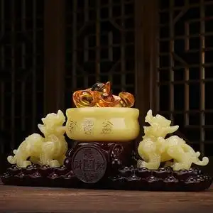 大号玉石貔貅摆件一对聚财皮丘黄玉貔恘旺财聚宝盆风水招财聚财阵