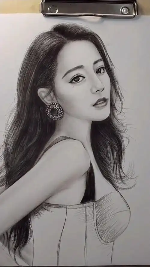 手绘明星肖像画(迪丽热巴)