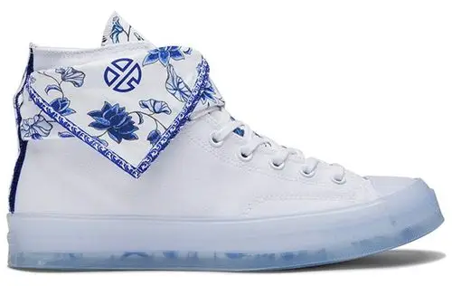 converse匡威张艺兴染色体lay青花瓷方巾水晶莲花帆布帆布鞋