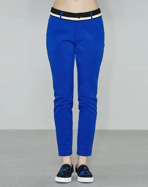 宝蓝色时尚休闲潮搭小脚裤