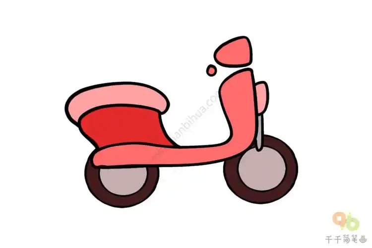 女士摩托车简笔画画法