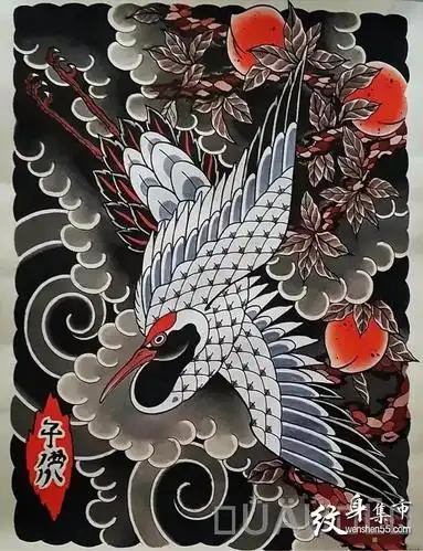 日式纹身手稿老传统版雾刹车印满背花臂花腿包臂素材