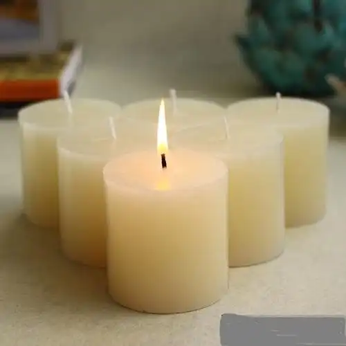 直径3英寸米白色圆柱蜡烛 无烟--包邮