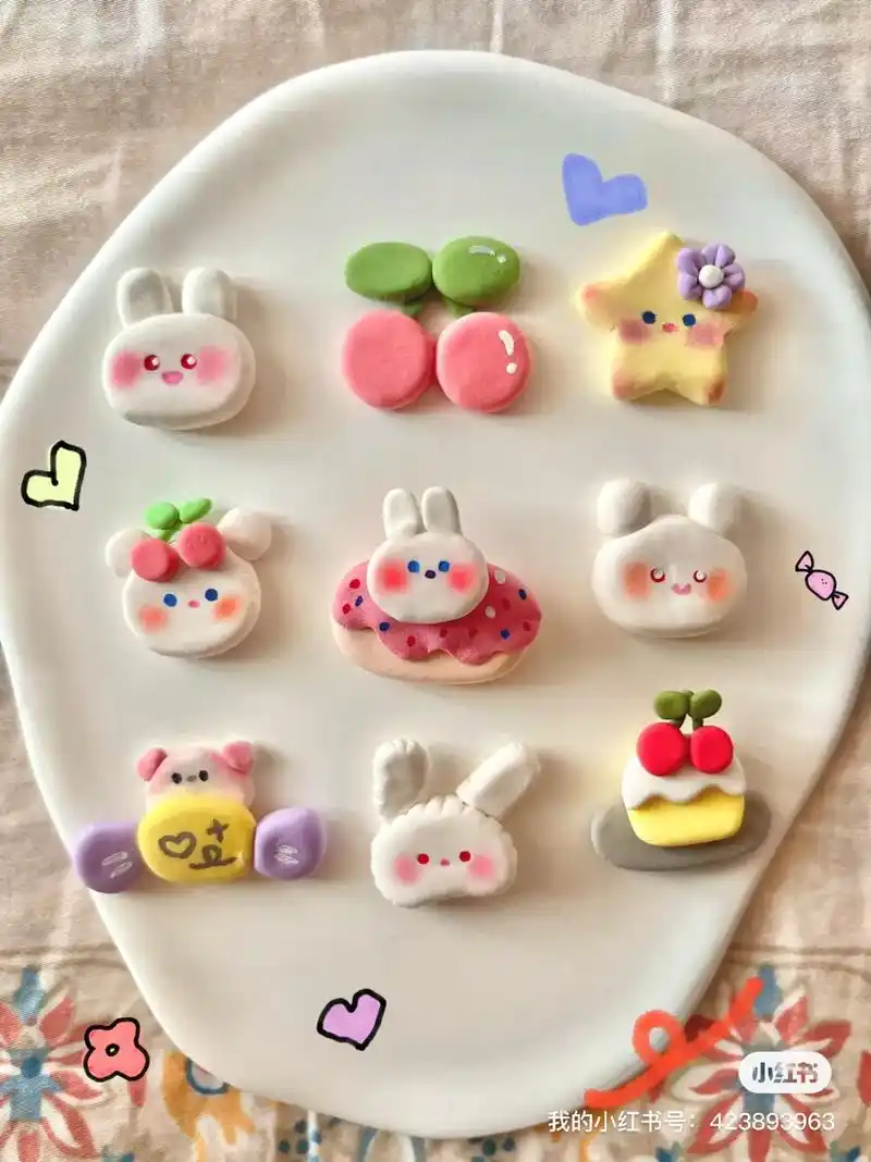 超轻粘土·治愈系少女心90 92 捏了几个简简单单的小可爱  - 抖音