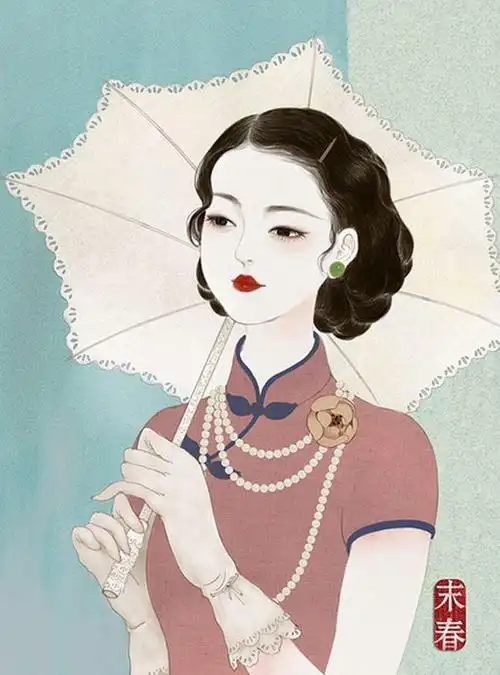 90后插画师笔下的民国美女,个个风情万种,美到窒息!