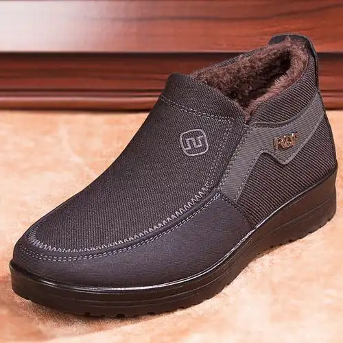 老北京布鞋男士冬季中老年爸爸休闲加绒保暖老人棉鞋牛筋底大码4748