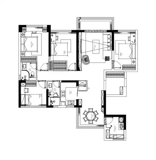 180平四居室户型图