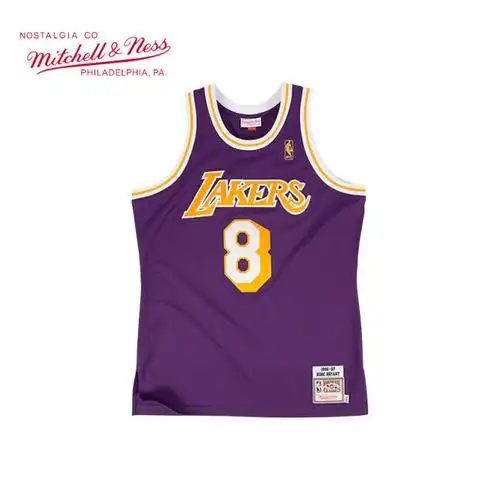 mitchellness复古球衣au球员版科比湖人队8号9697赛季紫色篮球服紫色