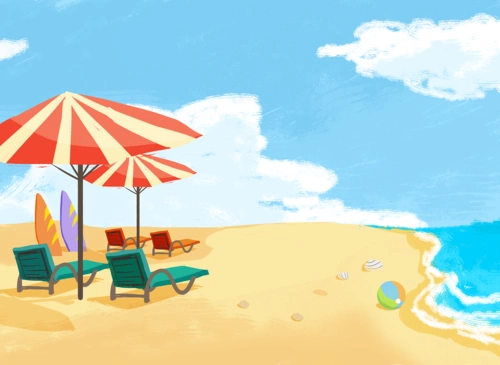 儿童插画小绘本-沙滩