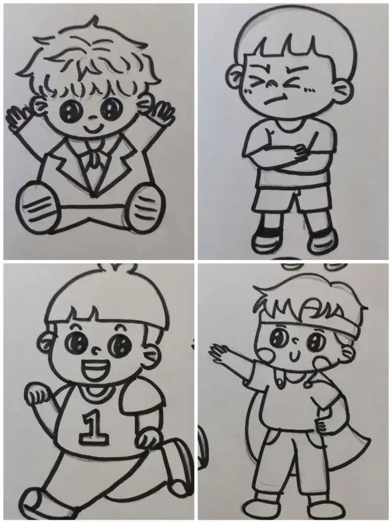 动态人物简笔画小男孩 画完女孩画男孩