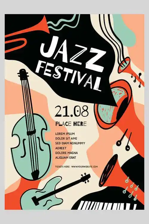 创意抽象潮流爵士音乐矢量海报