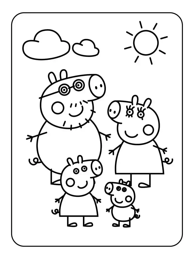 小猪佩奇超萌涂色简笔画素材