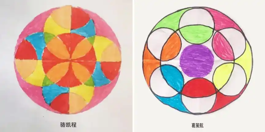 这些图案绚丽多彩,有的用圆形排列成了一朵花,有的组成了一个船舵图案