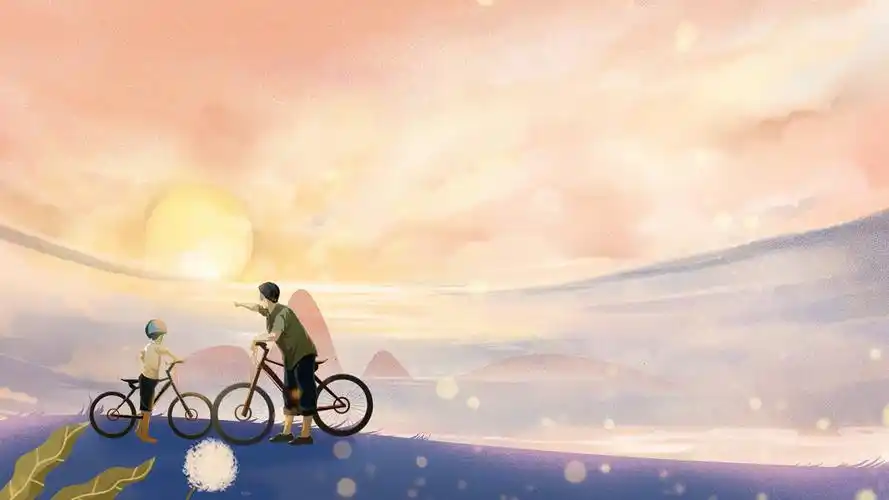 简洁黄昏唯美父亲节横版创意背景展示父亲节背景