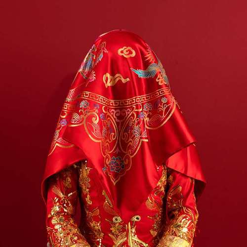 结婚新娘红盖头新款婚礼蒙头红头头巾中式刺绣新娘配件