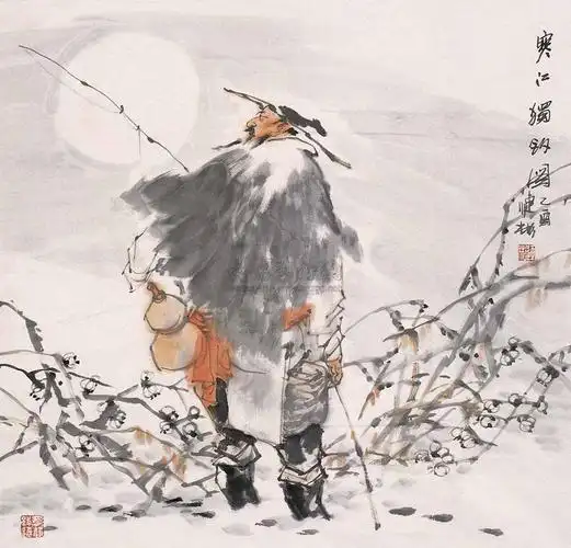 0247 寒江独钓 镜心 设色纸本