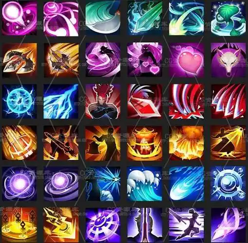 游戏素材游戏技能图标psd素材icon游戏美术资源q版炫丽图标素材淘宝网