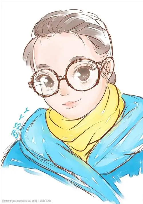 戴眼镜的帅气女孩卡通形象