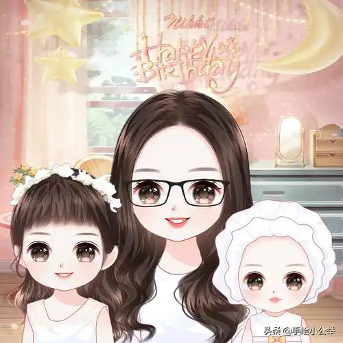 换个头像吧,一家四口五口卡通全家福头像,儿女双全美满温馨