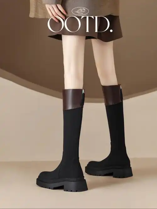 墙裂推荐绝绝子增高又显瘦的拼色长筒靴