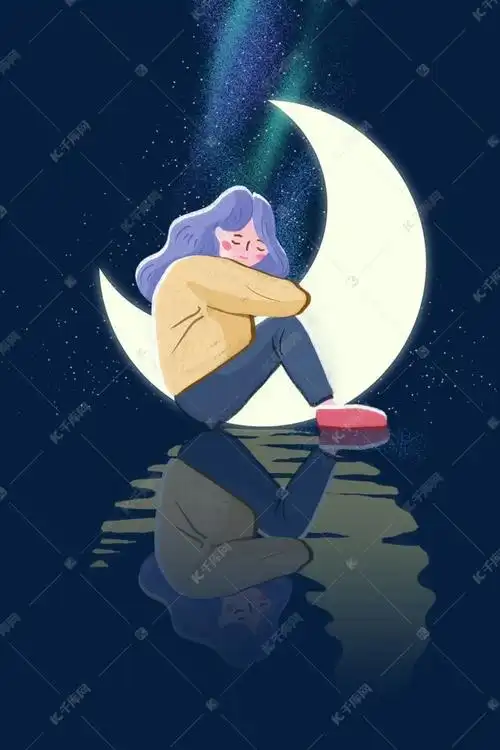 梦境中的女孩梦幻插画