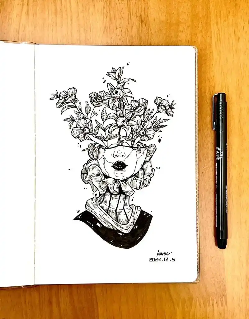 破茧而出.#针管笔手绘 #画画 #绘画过程 #画渣日常 #日 - 抖音