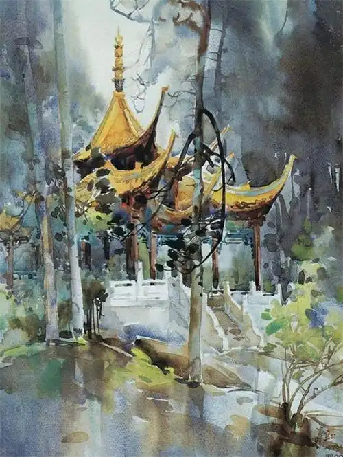 清华才女画家华宜玉笔下古建筑国风十足赏析