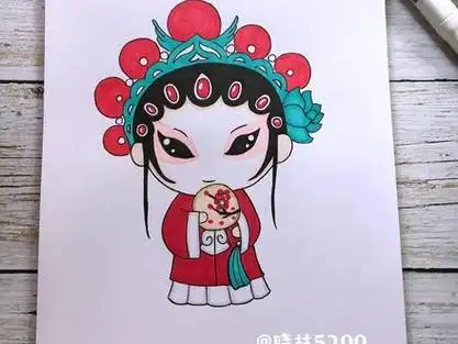 国潮风戏曲人物简笔画～小花旦  #简笔画 #国粹 #创作灵感 #花旦