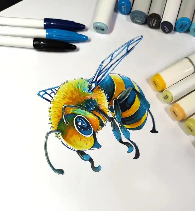 马克笔技法单体示范.#手绘 #画画 #艺术 #手稿分享 #创 - 抖音