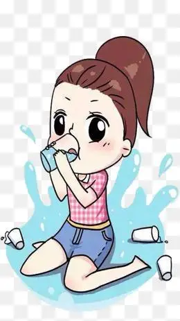 小女孩喝水简笔画