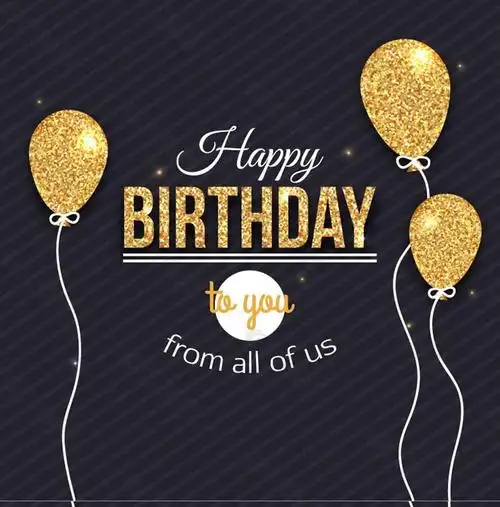 金色生日气球贺卡矢量素材