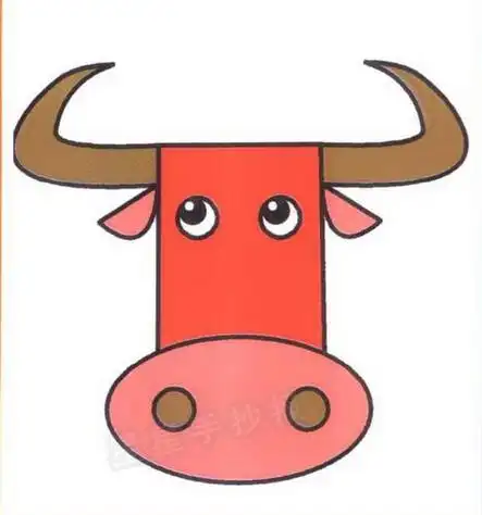 公牛头简笔画彩色可爱