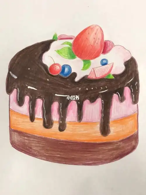 彩铅生日蛋糕一个小时完成73适合大孩子画