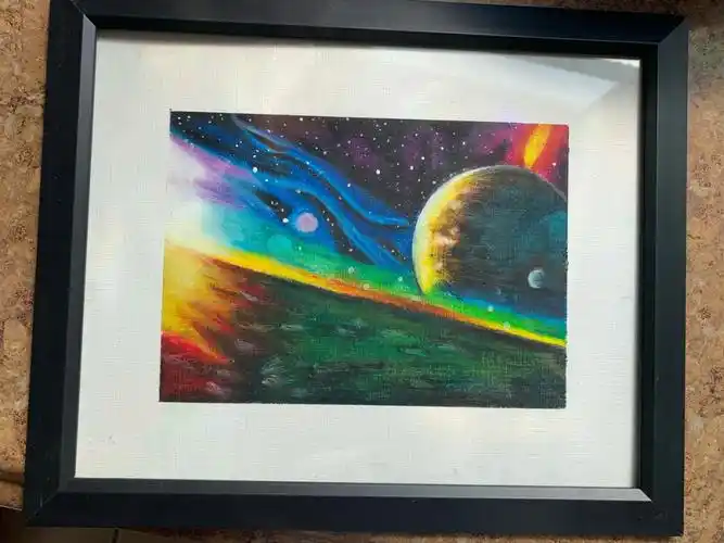 油画棒宇宙星球初学者的画